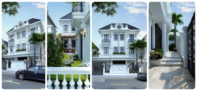 Morehome có kinh nghiệm thiết kế kiến trúc biệt thự đơn lập, thiết kế kiến trúc biệt thự 3 tầng, thiết kế kiến trúc biệt thự phố,thiết kế kiến trúc dinh thự phong cách tân cổ điển kiểu pháp đẹp, cao cấp, sang trọng tại Hà Nội thiết kế biệt thự tân cổ điển
