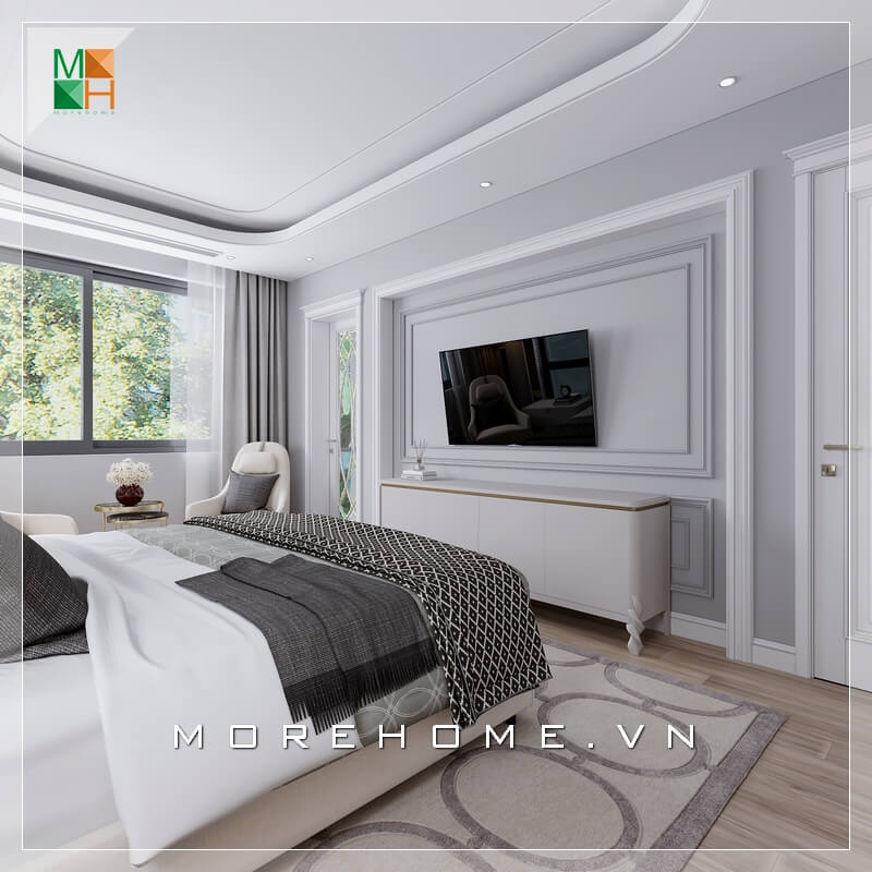 Mẫu thiết kế phòng ngủ sang trọng đẳng cấp màu sắc trang nhã phù hợp cho không gian phòng ngủ chung cư, nhà phố, biệt thự thiết kế biệt thự tân cổ điển