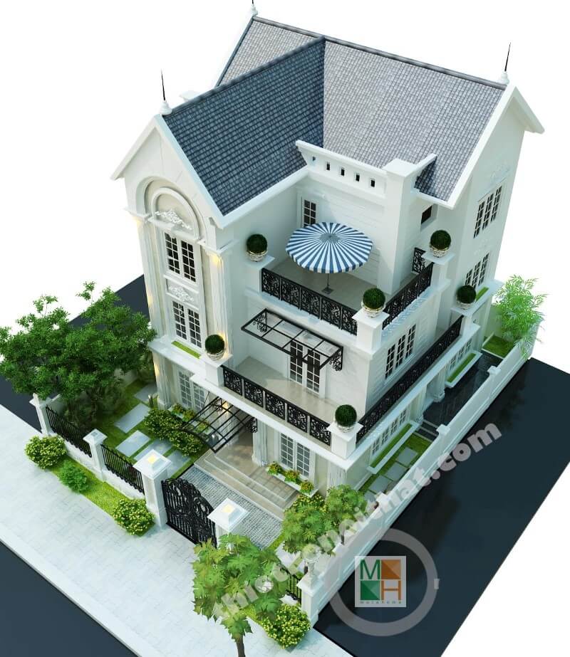 Thiết kế kiến trúc biệt thự Việt Hưng tân cổ điển đẳng cấp ở Long Biên Hà Nội thiết kế biệt thự tân cổ điển