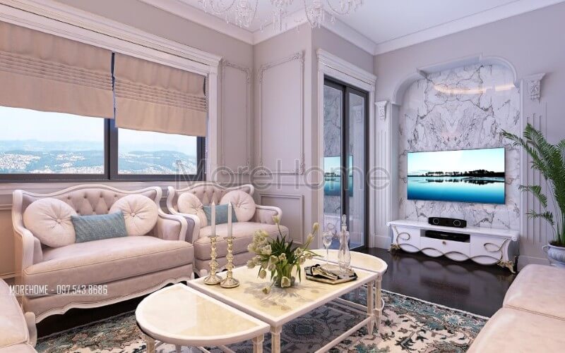 Thiết kế nội thất chung cư Ruby Tower cao cấp phong cách tân cổ điển Thiết kế chung cư tân cổ điển