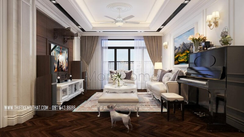 Thiết kế nội thất chung cư Royal city sang trọng Thiết kế chung cư tân cổ điển