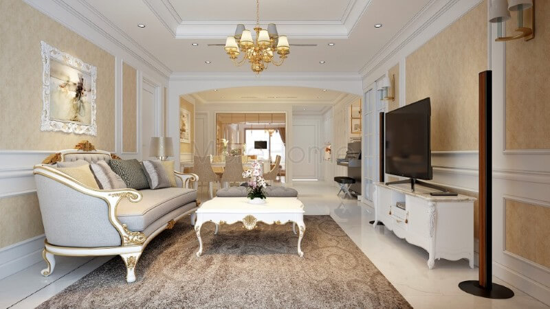 Mẫu thiết kế nội thất chung cư Hoàng Anh Gia Lai cao cấp phong cách tân cổ điển Thiết kế chung cư tân cổ điển
