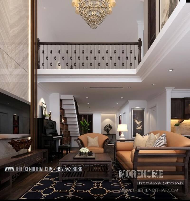 Thiết kế nội thất chung cư Hà Đô cao cấp với tone màu trầm chủ đạo, không chỉ toát lên sự ấm áp mang dáng dấp của một căn biệt thự Đà Lạt cổ sang trọng mà quý phái Thiết kế chung cư tân cổ điển