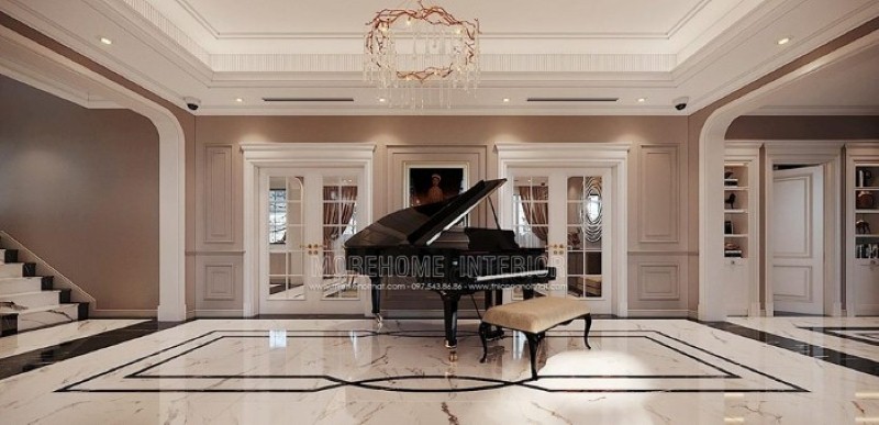 Thiết kế không gian để bàn piano đẹp trong biệt thự Vinhomes Imperia Hải Phòng. thiết kế thi công nội thất biệt thự cao cấp