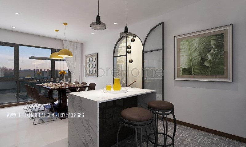 Thiết kế phòng bếp đảo kề phòng ăn mang phong cách hiện đại, đẹp, sang trọng. thiết kế thi công nội thất biệt thự cao cấp