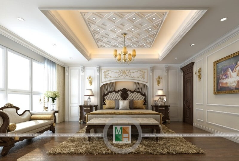 Nội thất phòng ngủ chung cư tân cổ điển Nội thất phòng ngủ chung cư tân cổ điển