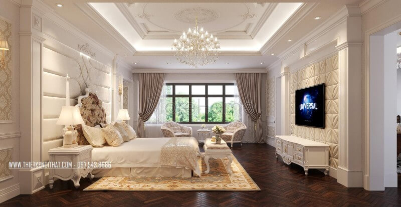 Nội thất phòng ngủ chung cư tân cổ điển Nội thất phòng ngủ chung cư tân cổ điển