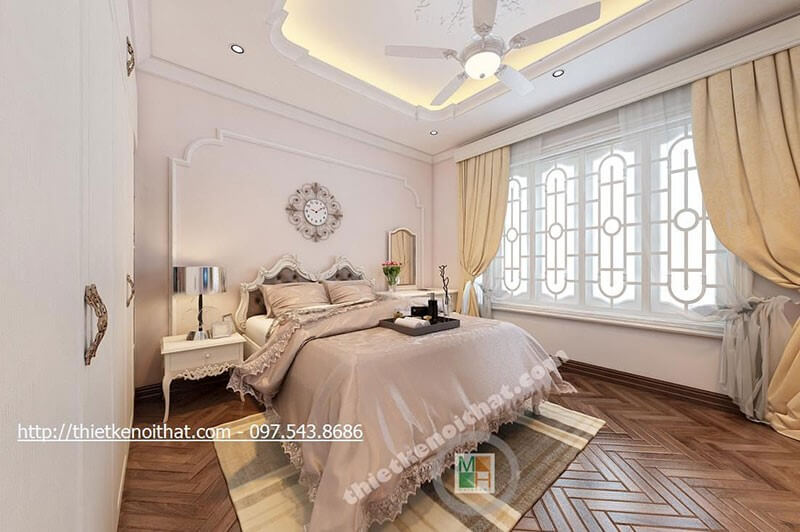 Nội thất phòng ngủ chung cư tân cổ điển Nội thất phòng ngủ chung cư tân cổ điển