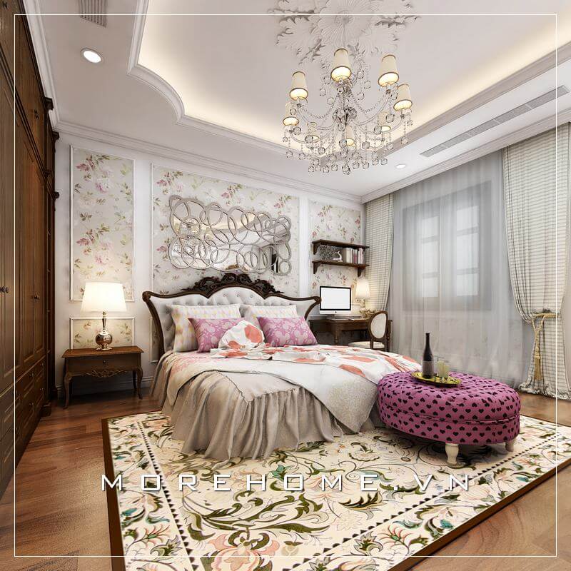 Nội thất phòng ngủ chung cư tân cổ điển Nội thất phòng ngủ chung cư tân cổ điển