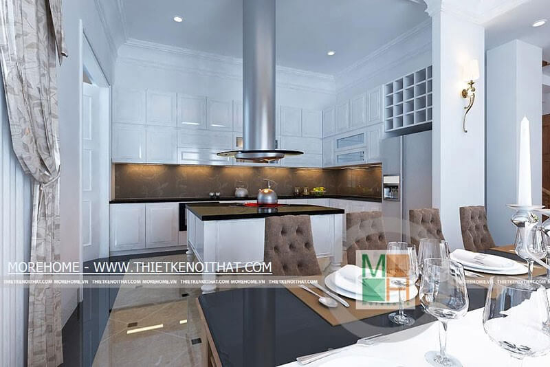 15 Thiết kế phòng bếp biệt thự tân cổ điển đẹp và tiện nghi